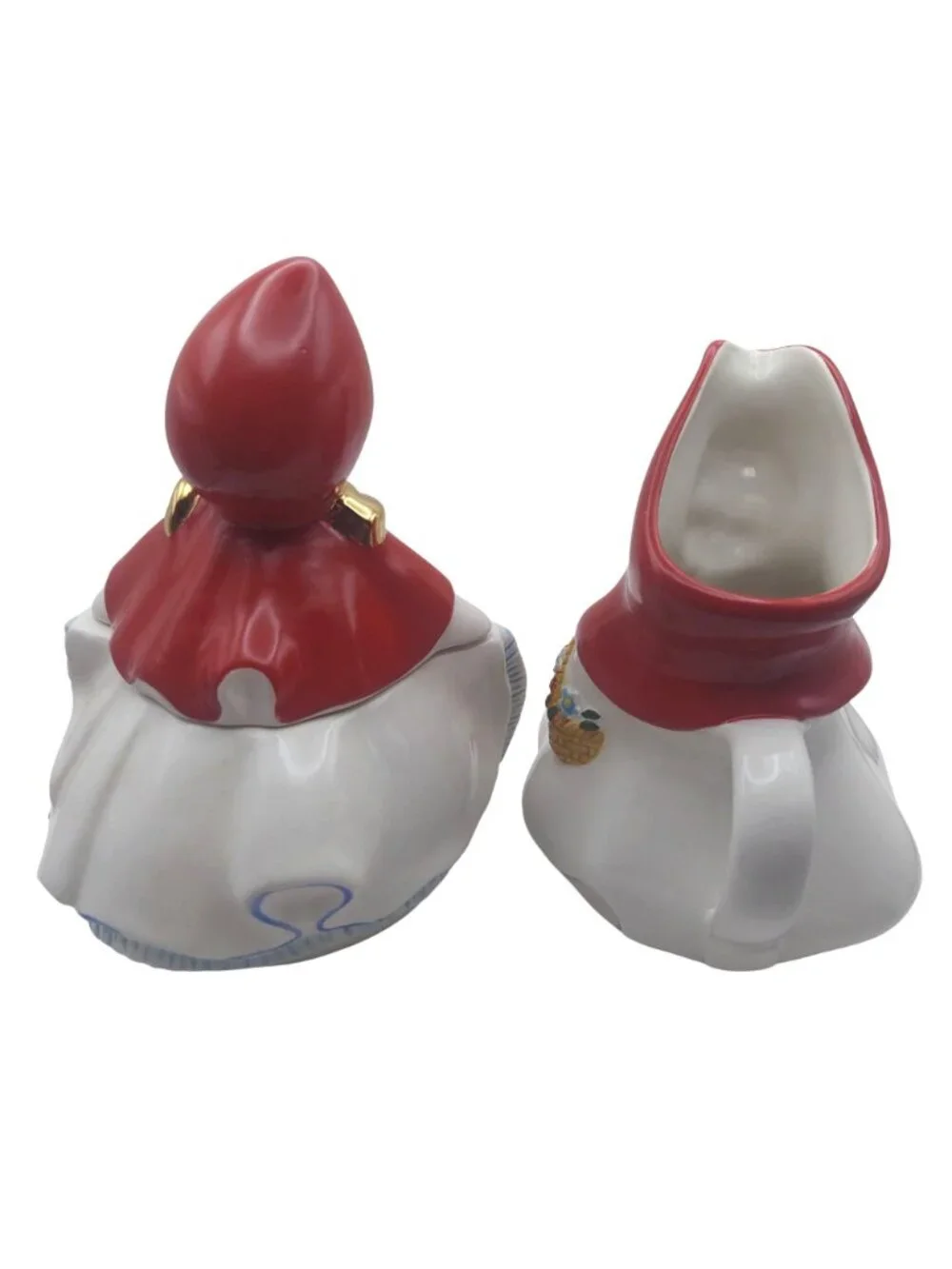 Little Red Riding Hood Cookie Jar & Creamer Pitcher Set Of 2 Vintage Retro